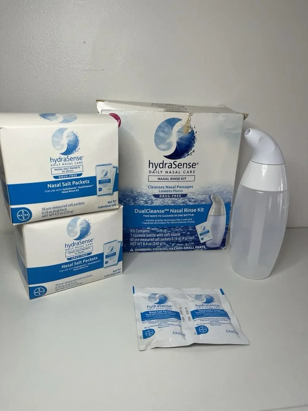 HydraSense Daily Nasal Care Rinse Kit W Salt Packets 60 Count Cleanse Passages